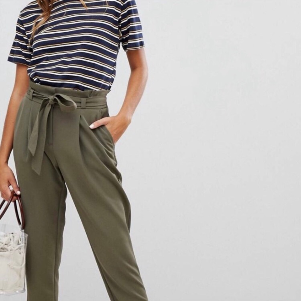 New Look Olive Green Paperbag Pants